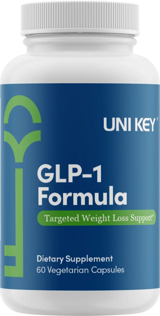 UNI KEY GLP-1 Formula dietary supplement bottle for targeted weight loss support